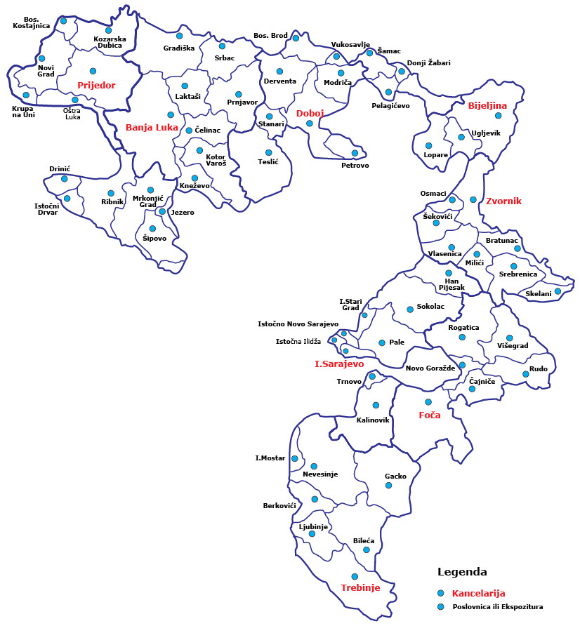 karta republike srpske Organizacija i mapa   Fond zdravstvenog osiguranja Republike Srpske karta republike srpske